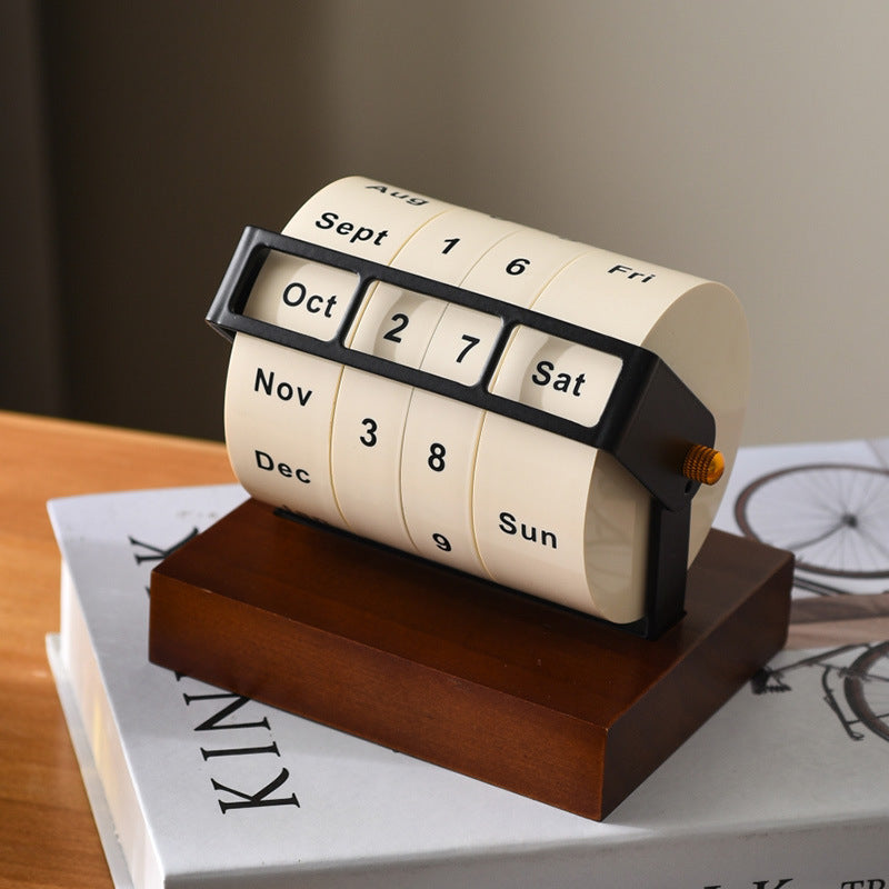 Rotating Perpetual Calendar Desk Wheel Elegant Vintage Desk Calendar Display