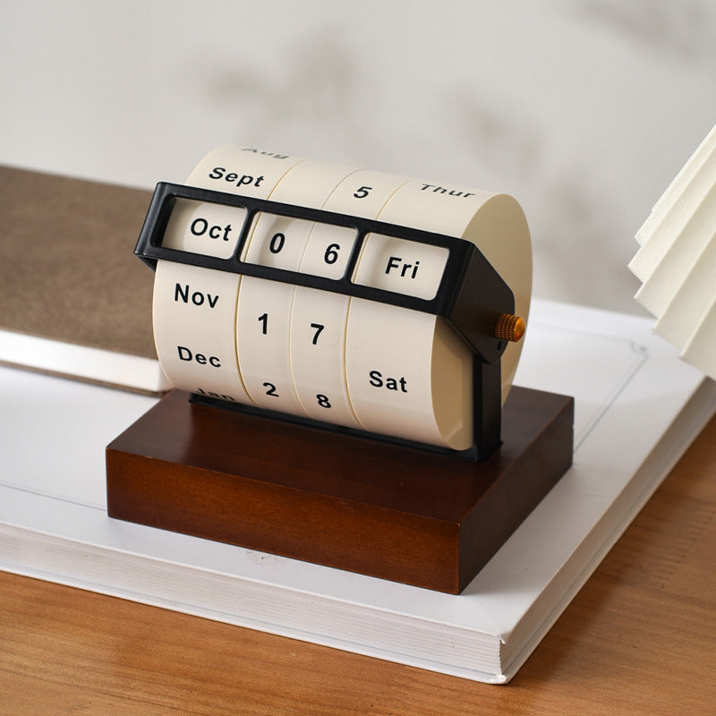 Rotating Perpetual Calendar Desk Wheel Elegant Vintage Desk Calendar Display
