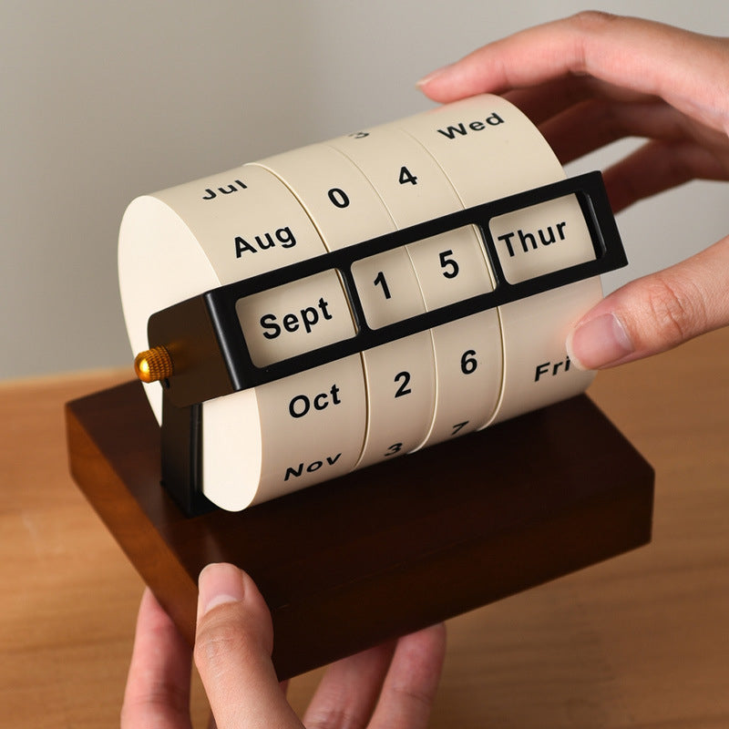 Rotating Perpetual Calendar Desk Wheel Elegant Vintage Desk Calendar Display
