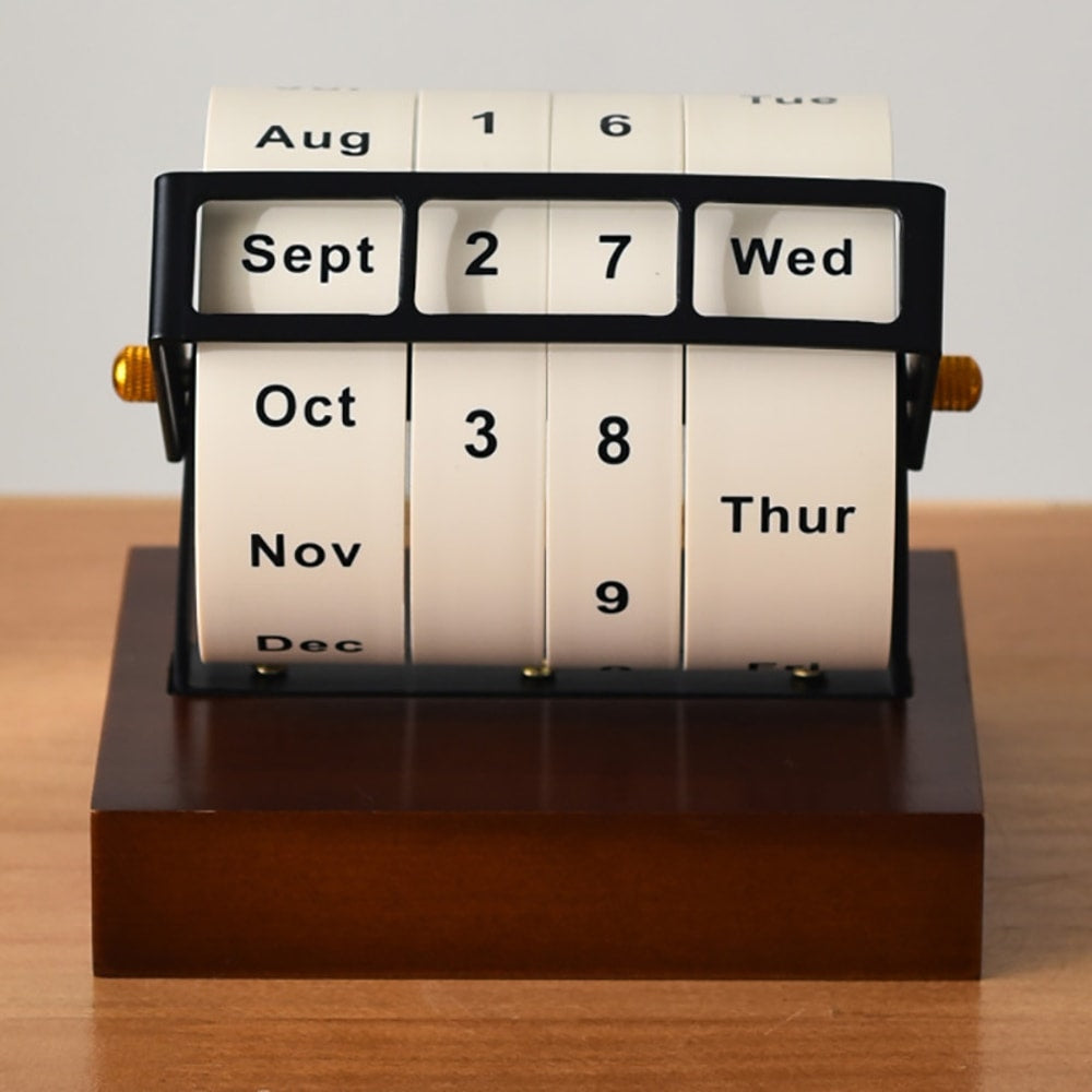 Rotating Perpetual Calendar Desk Wheel Elegant Vintage Desk Calendar Display