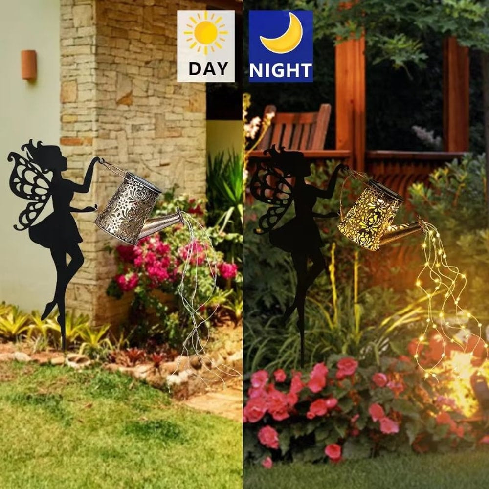 Solar Watering Can Fairy Lights Outdoor Hanging Garden LED Decor