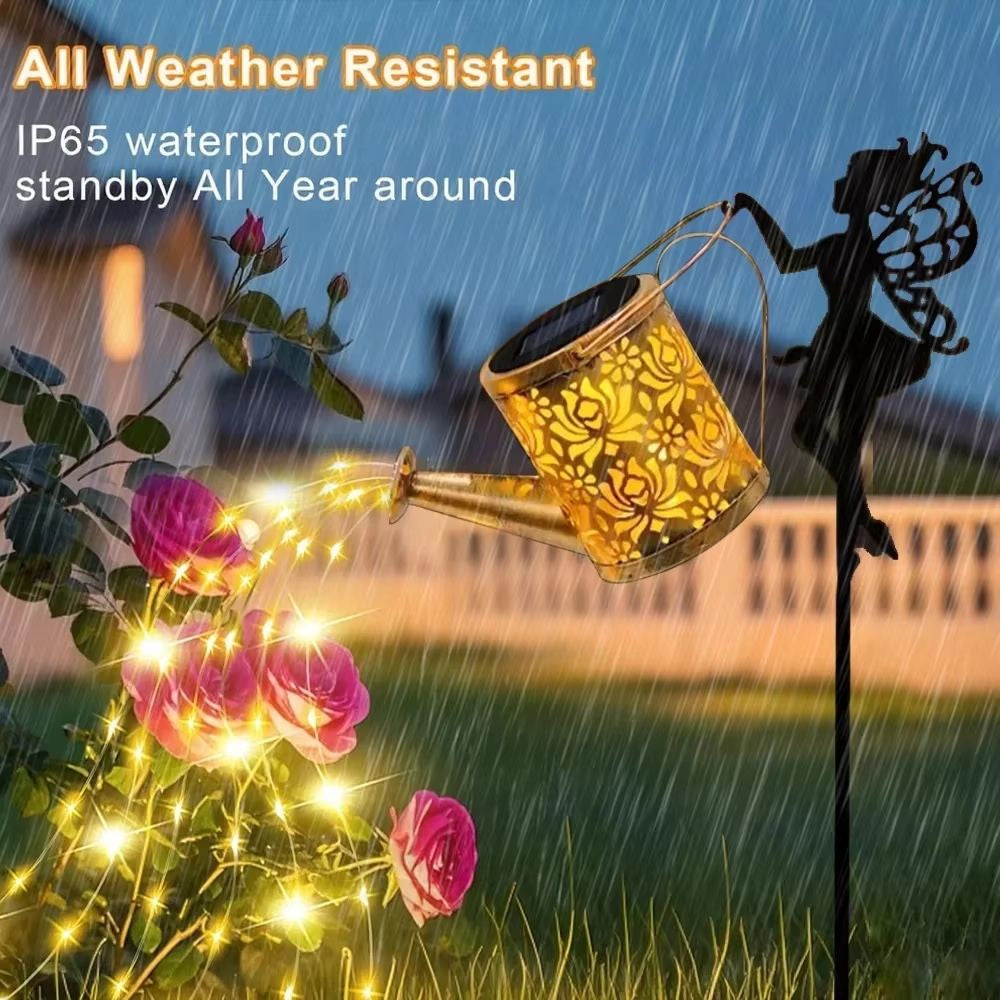 Solar Watering Can Fairy Lights Outdoor Hanging Garden LED Decor